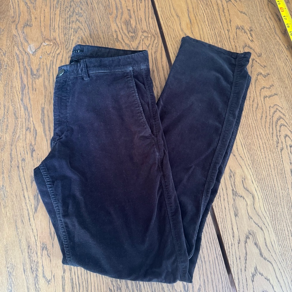 Theory Anthro Women’s Black Corduroy Pants business casual cords 31 Midrise
